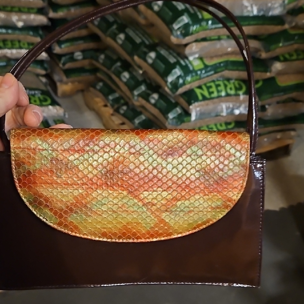 Chic Brown and Multicolor Snake Print Shoulder Bag